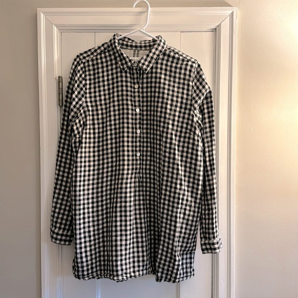 JJill gingham black and white tunic. Size LT